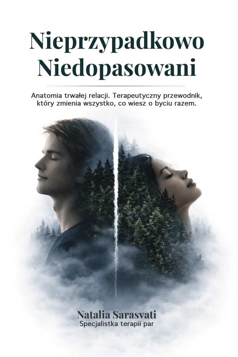 Oficjalna okladka Nieprzypadkowo Niedopasowani | Anatomia trwałej relacji. Terapeutyczny przewodnik, który zmienia wszystko, co wiesz o byciu razem. | Natalia Sarasvati